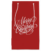 Weihnachtsrote extravagante Skript-Geschenk-Tasche Kleine Geschenktüte (Vorderseite)
