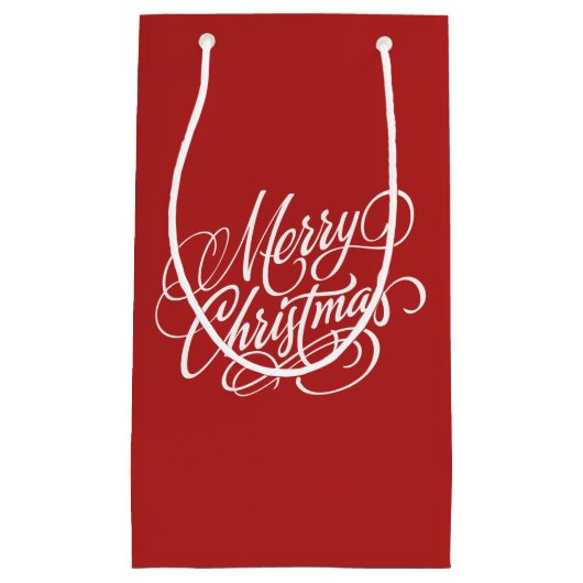 Weihnachtsrote extravagante Skript-Geschenk-Tasche Kleine Geschenktüte (Vorderseite)