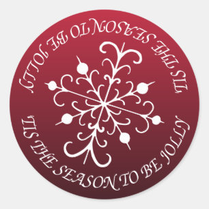 Weihnachtsrote Freuden-Schneeflocken-Umschlag-Aufk Runder Aufkleber