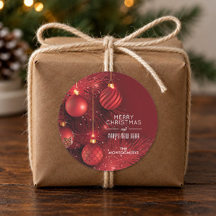 Weihnachtsrote Ornamente Runder Aufkleber