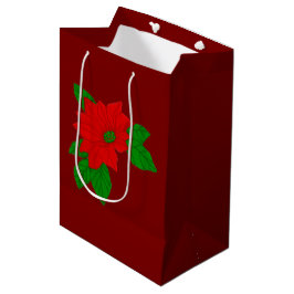 Weihnachtsrote Poinsettie Mittlere Geschenktüte