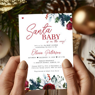 Weihnachtsrote Santa Baby-Baby-Shower-Einladung Einladung