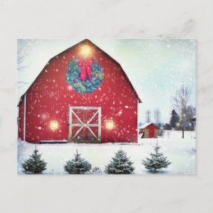 Weihnachtsrote Scheune Postkarte