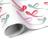 Weihnachtsrote Schleifen grün rosa handgezeichnet Geschenkpapier (Rolleneckpunkt)