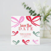 Weihnachtsrote Schleifen Multicolor Save the Date  (Stehend Vorderseite)