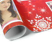 Weihnachtsrote Schneeflocken 15 Geschenkpapier (Rolleneckpunkt)