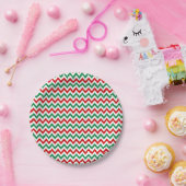 Weihnachtsrote und grüne Chevron-Papierteller Pappteller (Party)