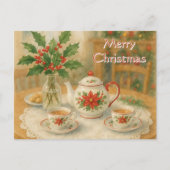 Weihnachtsrote Weihnachtsstern-Teekanne Postkarte (Vorderseite)