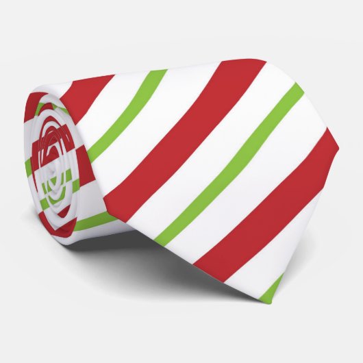 Weihnachtsrote, weiße und grüne diagonal Streifen Krawatte (Gerollt)
