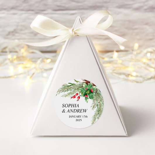 Weihnachtsroter Berries Wedding Cercle Sticker