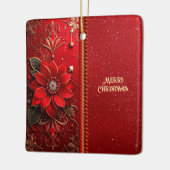 Weihnachtsroter Blumen-Feiertags-Schmuck Keramikornament (Links)