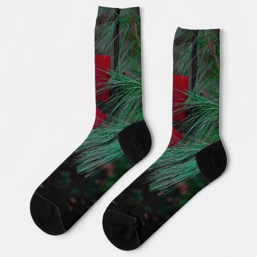 Weihnachtsroter Bogen Socken (Linkes Detail)