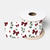 Weihnachtsroter Bogen Wintergrün Satinband (Spule)