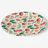 Weihnachtsroter Bulben, Poinsettia Teile und Nut Pappteller (Schrägansicht)