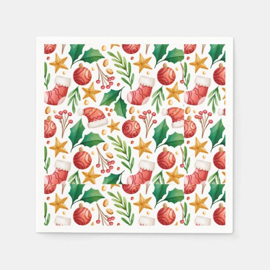 Weihnachtsroter Bulben, Poinsettia Teile und Nut Serviette (Vorderseite)