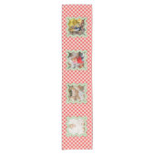 Weihnachtsroter Gingham-Foto-Wochenend-Dekor Kurzer Tischläufer (Vorderseite)