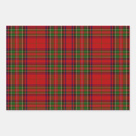 Weihnachtsroter Glitzer Goldene Fossilien Kariert Geschenkpapier Set (Vorderseite 3)