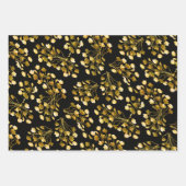 Weihnachtsroter Glitzer Goldene Fossilien Kariert Geschenkpapier Set (Vorderseite 2)