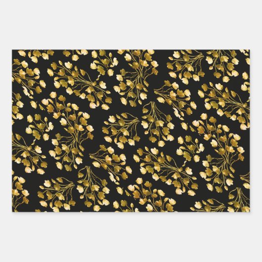 Weihnachtsroter Glitzer Goldene Fossilien Kariert Geschenkpapier Set (Vorderseite 2)