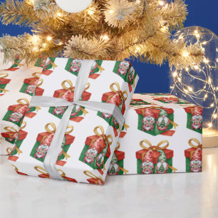 Weihnachtsroter Gnom und ein grüner Gnom Geschenkpapier