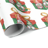 Weihnachtsroter Gnom und ein grüner Gnom Geschenkpapier (Rolleneckpunkt)