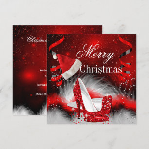 Weihnachtsroter High Heel-Feiertags-Party-Weihnach Einladung