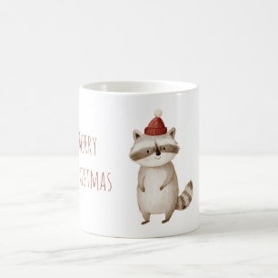 Weihnachtsroter Hut Waschbär Kaffeetasse