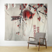 Weihnachtsroter Kardinal-Feiertags-Hintergrund Wandteppich (Beispiel (Horizontal))