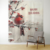 Weihnachtsroter Kardinal-Feiertags-Hintergrund Wandteppich (Beispiel)