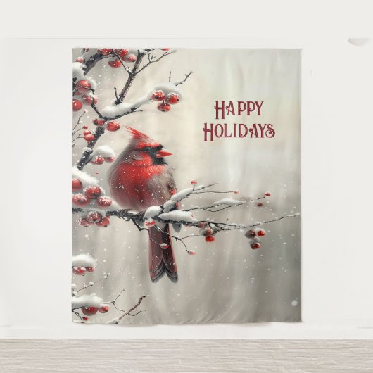 Weihnachtsroter Kardinal-Feiertags-Hintergrund Wandteppich (Vorderseite)