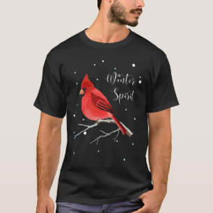 Weihnachtsroter Kardinals-Vogel-"Winter-Geist-" T-Shirt