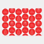 Weihnachtsroter Kreislauf - Kundenname Geschenkpapier Set (Vorderseite 3)