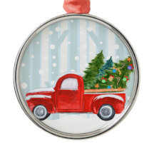 Weihnachtsroter Lieferwagen-LKW auf einer