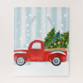 Weihnachtsroter Lieferwagen-LKW auf einer Puzzle (Vertikal)