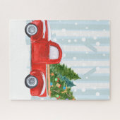 Weihnachtsroter Lieferwagen-LKW auf einer Puzzle (Horizontal)