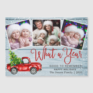 Weihnachtsroter LKW 3 Foto Feiertags Magnetkarte