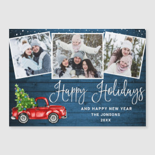 Weihnachtsroter LKW 3 Foto Feiertags Magnetkarte