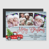Weihnachtsroter LKW 3 Foto Magnetkarte (Vorne/Hinten)