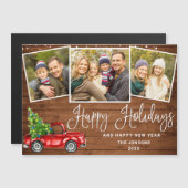 Weihnachtsroter LKW 3 Foto Magnetkarte (Vorne/Hinten)