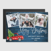 Weihnachtsroter LKW 3 Foto Magnetkarte (Vorne/Hinten)