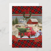 Weihnachtsroter LKW auf der Pferdefarm Einladung (Vorne/Hinten)