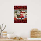 Weihnachtsroter LKW auf der Pferdefarm Poster (Küche)