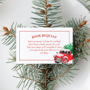 Weihnachtsroter LKW-Baby-Shower-Buch-Anfrage Visitenkarte