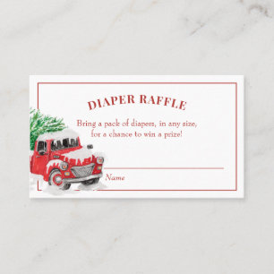 Weihnachtsroter LKW-Baby-Shower-Windeln-Raffle Visitenkarte
