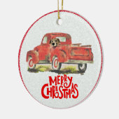 Weihnachtsroter Lkw Foto Keramik Ornament (Links)