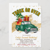 Weihnachtsroter Lkw Geburtstagseinladung Einladung (Vorne/Hinten)