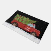 Weihnachtsroter LKW mit Baum Fußmatte (Schrägansicht)