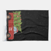 Weihnachtsroter LKW mit Baum Geschirrtuch (Horizontal)