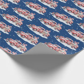 Weihnachtsroter LKW mit Candy Canes Geschenkpapier (Ecke)