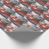 Weihnachtsroter LKW mit Goldenen Retriever Geschenkpapier (Ecke)